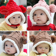 Baby Hat 0-5Y Infant Unisex Multicolored Warm Knitted Hats Two Balls Cap Xmas J4U66