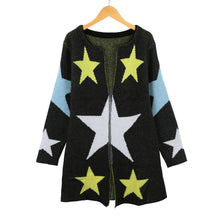 coat women knitted sweater star pattern round neck long sleeve women tops long causal cardigan knitwear blusas J4U66