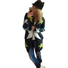 coat women knitted sweater star pattern round neck long sleeve women tops long causal cardigan knitwear blusas J4U66