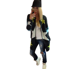 coat women knitted sweater star pattern round neck long sleeve women tops long causal cardigan knitwear blusas J4U66