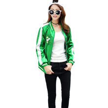 embroidery bomber jacket women long sleeve floral women basic coats causal jacket outwear J4U66