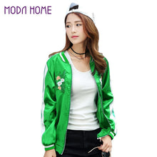 embroidery bomber jacket women long sleeve floral women basic coats causal jacket outwear J4U66