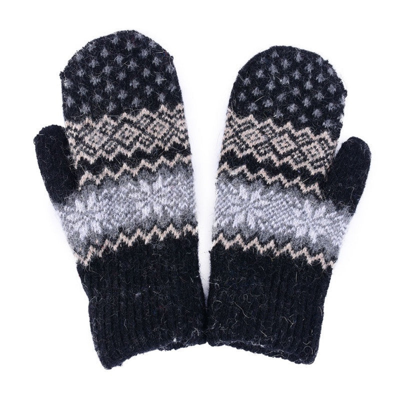 Fashion Women Men Rabbit Fur Wool Warm Gloves Full Finger Thick Mittens New J4U66
