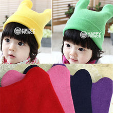 Hat Baby Kids Cute Ox Horn Knitted Wool Hats Boys Girls Warm Beanies Caps 1-9Y J4U66