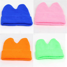 Hat Baby Kids Cute Ox Horn Knitted Wool Hats Boys Girls Warm Beanies Caps 1-9Y J4U66