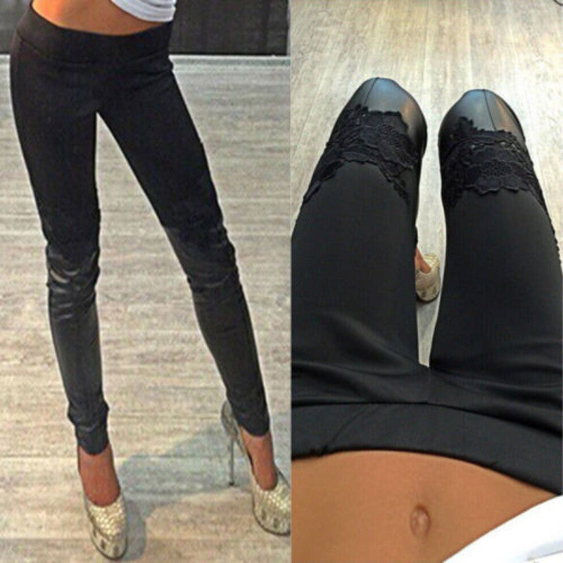 sexy womens skinny pu leather pants stretch slim leggings pencil pants J4U66