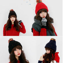 Warm Braided Knitted Hat Ski Beanie Ball Caps Large Ball Hats for Men J4U66