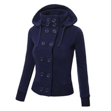 Warm Coat Women Double-breasted Long Sleeve Jacket Hoodies Outwear M-XXL J4U66