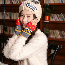 Women Glove Wool Warmer Owl Pattern Knitted Mitten Half-finger Gloves Fast Shipping J4U66