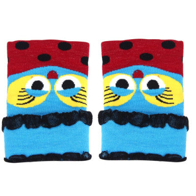 Women Glove Wool Warmer Owl Pattern Knitted Mitten Half-finger Gloves Fast Shipping J4U66