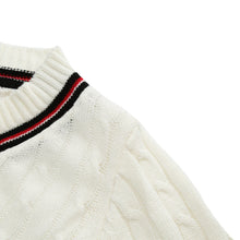 women knitted pullovercontrast stripe side slits sweater v neck high low hem warm women tops blusas white J4U66