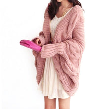 womens loose thick wool sweater batwing sleeve knit cardigan jacket coats J4U66