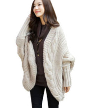 womens loose thick wool sweater batwing sleeve knit cardigan jacket coats J4U66
