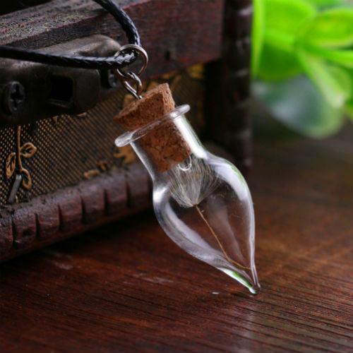 Wish water drop bottle necklace Gifts For Lady s real dandelion seeds bottle Irish botanical pendant Necklace J4U66