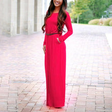 Woman Pocket Vestidos High Waist Long Maxi Dress Longue Femme Vestidos Femininos L4 J4U66