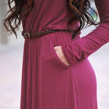 woman pocket vestidos high waist long maxi dress longue femme vestidos femininos J4U66