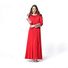Woman's Kaftan Abaya Jilbab Islamic Muslim Wear Sequin Long Sleeve Maxi Dresses PY3 J4U66