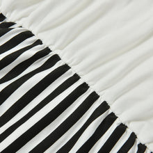 Women 2 in 1 One-piece Letter Print Striped Blouse Dress Midi Long Short Sleeve Bodycon Dress  In Stock J4U66