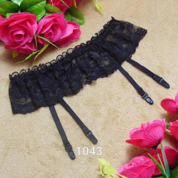 4 Colors Sexy Thongs Lace Stocking Suspender Lingeries Dual Layer Garter Belts J4U66