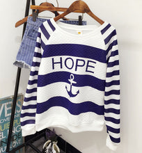 Women Long Sleeve Anchor Printed Hoodies Striped Causal Letter Women Pullover Sweatshirts Tracksuits Suit Tops S-XL J4U66