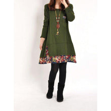Women Floral Pieced Loose Casual Pullover WarmSkirt Dress Clothing J4U66
