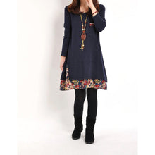 Women Floral Pieced Loose Casual Pullover WarmSkirt Dress Clothing J4U66