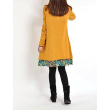 Women Floral Pieced Loose Casual Pullover WarmSkirt Dress Clothing J4U66