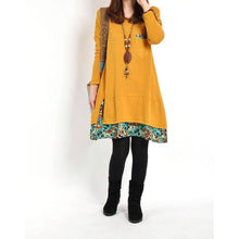 Women Floral Pieced Loose Casual Pullover WarmSkirt Dress Clothing J4U66