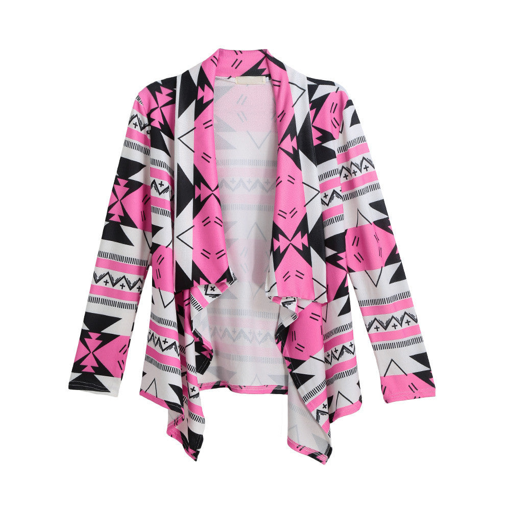 women basic coats knitted cardigan striped geometric print asymmetric open front casual thin coat abrigos mujer J4U66