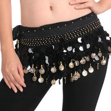 Women Belly Dance Hip Skirt Scarf Wrap Crystal Sequins Belt Coins Dancewear J4U66