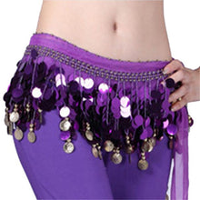 Women Belly Dance Hip Skirt Scarf Wrap Crystal Sequins Belt Coins Dancewear J4U66
