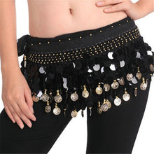 Women Belly Dance Hip Skirt Scarf Wrap Crystal Sequins Belt Coins Dancewear J4U66