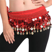 Women Belly Dance Hip Skirt Scarf Wrap Crystal Sequins Belt Coins Dancewear J4U66