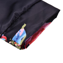 Women Black Floral Rib Long Sleeve Wide Waisted Zip Front Casual Pilot Bomber Jacket Vintage Patchwork Basic Coats J4U66