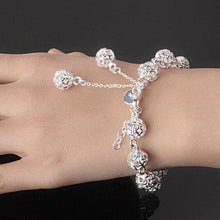 Women Bracelets Link Chain Charm Strand Bracelet Women Jewelry Bangles Silver Plated Hollow Ball Bracelet J4U66