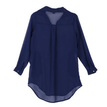 Women Casual Loose Long Chiffon Shirts Long Sleeve Turn Down Collar Sexy Blouses Tops Plus Size Mini Dress Vestidos J4U66