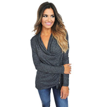 Women Casual Loose Zipper Sweater Long Sleeve Irregular Knitwear Top Coat J4U66