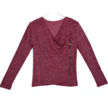 Women Casual Loose Zipper Sweater Long Sleeve Irregular Knitwear Top Coat J4U66