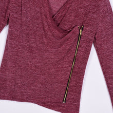 Women Casual Loose Zipper Sweater Long Sleeve Irregular Knitwear Top Coat J4U66