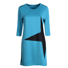 Women Casual Print Star Half Sleeve Dresses Clubwear Black Mini Dress J4U66
