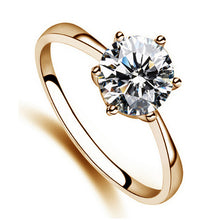 Women Charm Noble Simulated Diamond Wedding Rings Luxury Crystal Finger Rings Silver,Gold color J4U66