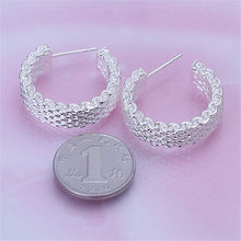 Women Chic Silver Plated Earings Charm Push-Back Alloy Net Weaving Stud Earings Jewelry J4U66