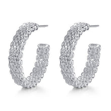 Women Chic Silver Plated Earings Charm Push-Back Alloy Net Weaving Stud Earings Jewelry J4U66
