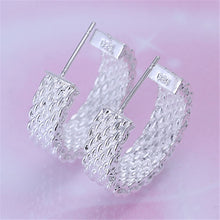 Women Chic Silver Plated Earings Charm Push-Back Alloy Net Weaving Stud Earings Jewelry J4U66