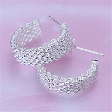 Women Chic Silver Plated Earings Charm Push-Back Alloy Net Weaving Stud Earings Jewelry J4U66