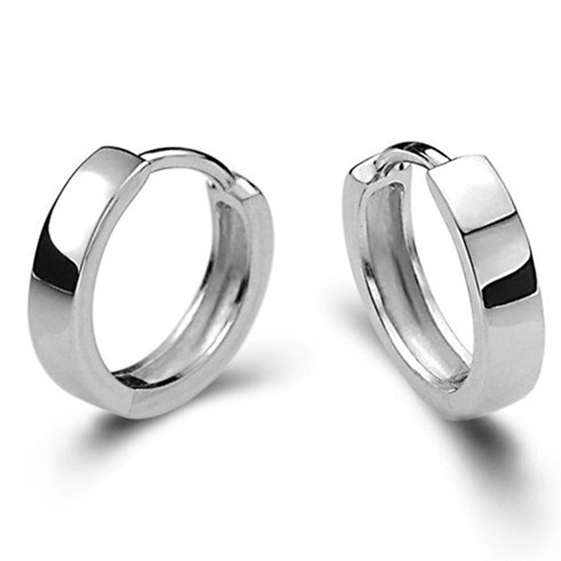 Women Chic Stud Earrings Cool Silver Color Earrings Charm Smooth Round Ear Stud Earrings J4U66