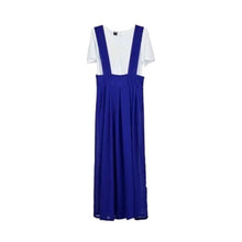 Women Chiffon Flared Skirt With Suspenders Braces Pastel Elastic Waist Solid Skirts New J4U66