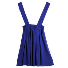 Women Chiffon Flared Skirt With Suspenders Braces Pastel Elastic Waist Solid Skirts New J4U66
