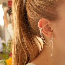 Women Clip Earrings Girl Stylish Punk Rock Leaf Chain Tassel Dangle Ear Cuff Wrap Earring J4U66