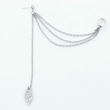 Women Clip Earrings Girl Stylish Punk Rock Leaf Chain Tassel Dangle Ear Cuff Wrap Earring J4U66
